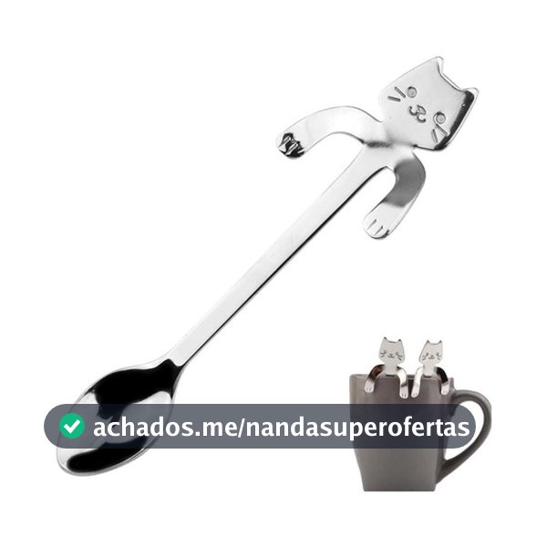 KIT 2 Colher De Café Gato Gatinho Inox