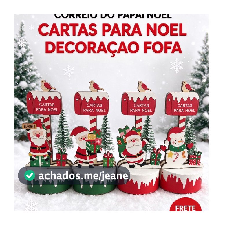 Kit 3 Potes Porta-Doces de Natal Papai Noel Duende Boneco de Neve