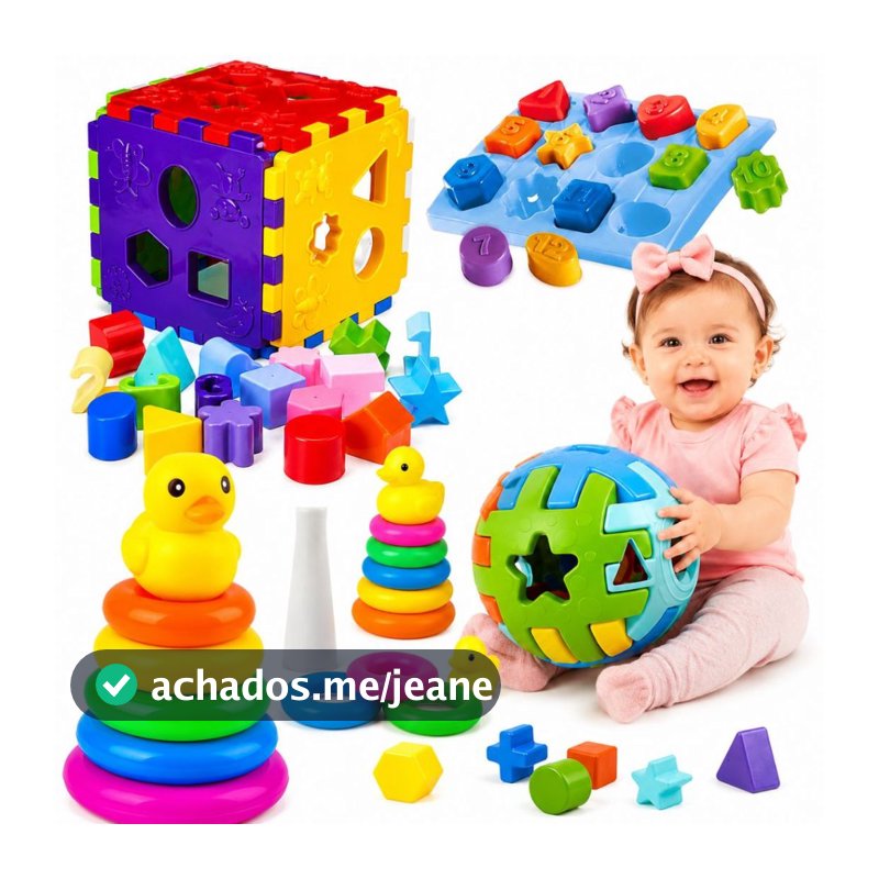 Kit Brinquedo de Encaixar Para Bebê Cubo Didático Bola Interativa Brincando Com Números
