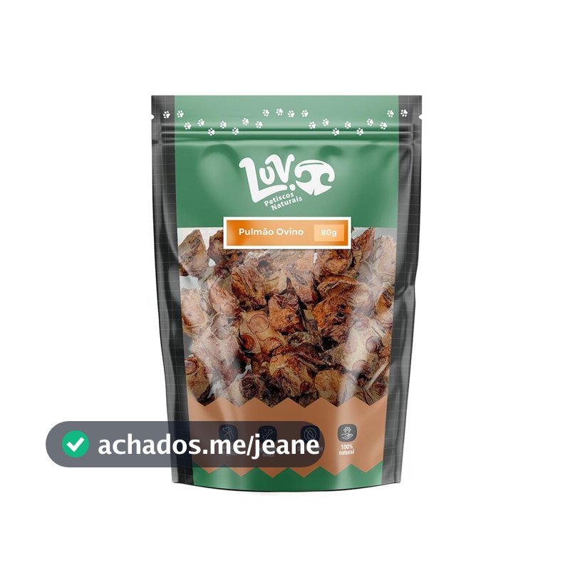 Pulmão Ovino Petisco Natural para Cães e Gatos 80gr - Luv