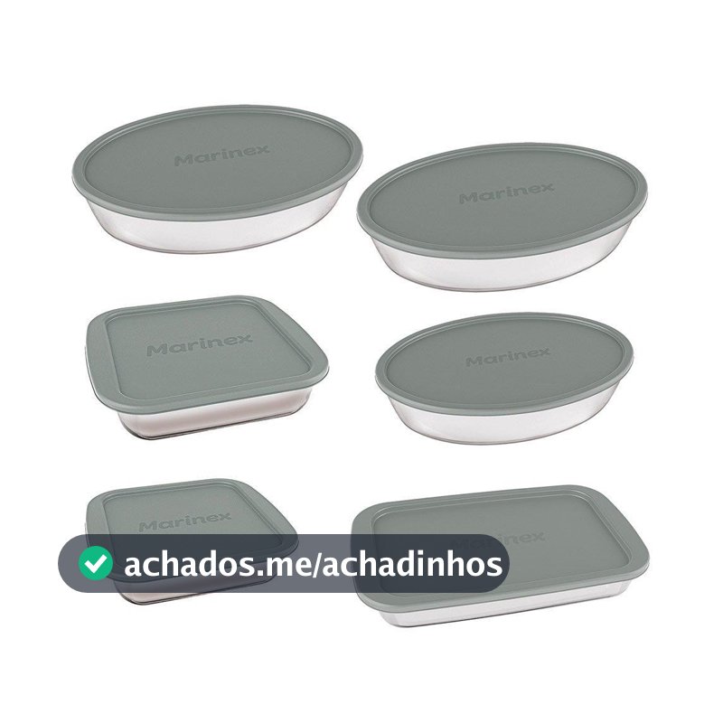 Conjunto Assadeira Marinex 1576 com Tampa Cinza 6 Peças