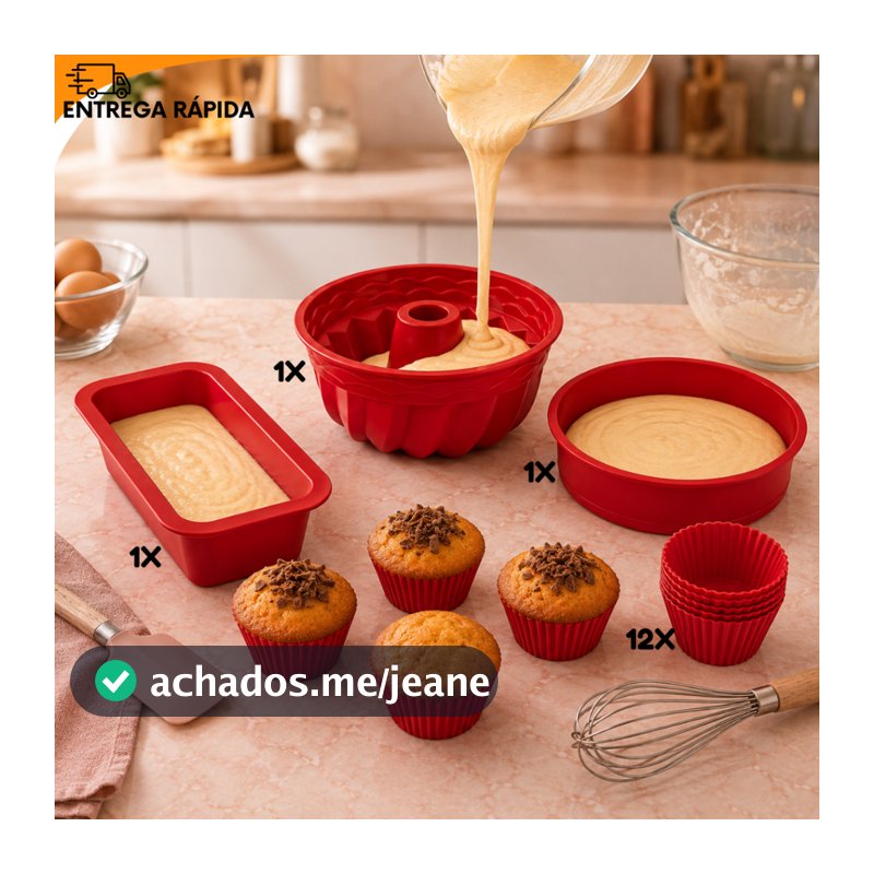 Kit 15 Peças Formas de Silicone Bolo Pão Cupcake Antiaderente Para Freezer Air Air Fryer forno