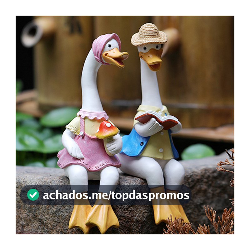 2 Pçs Casal Sentado Pato Estátuas De Jardim Adorável Estátua De Ornamentos De Mesa Para Quintal Pátio Cerca Gramado Lago