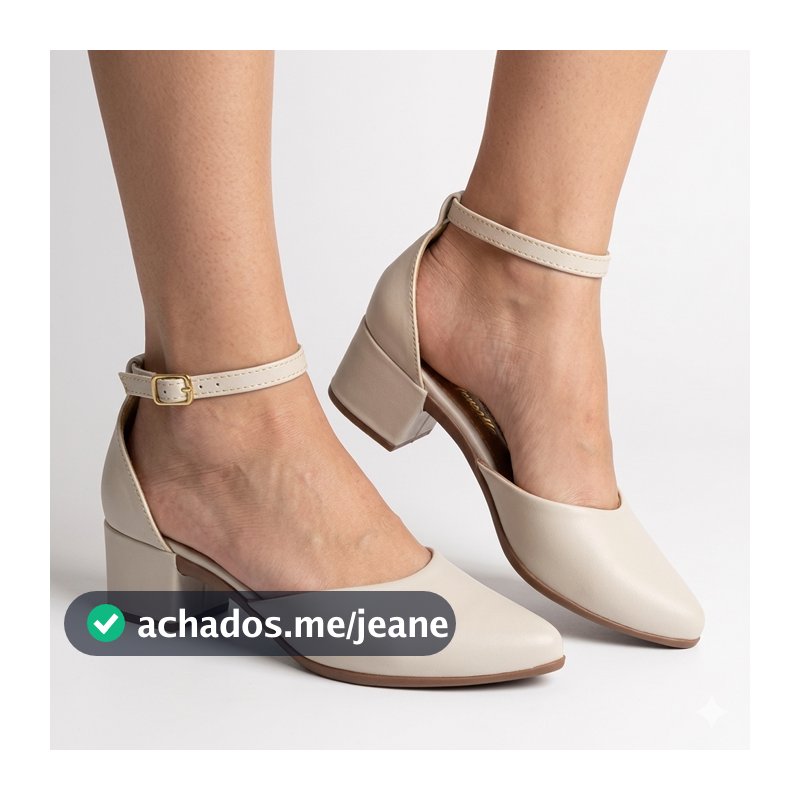 Scarpin Mule Feminino Moda Modesta com Cinto Fivela Salto Médio Elegante e Sofisticado