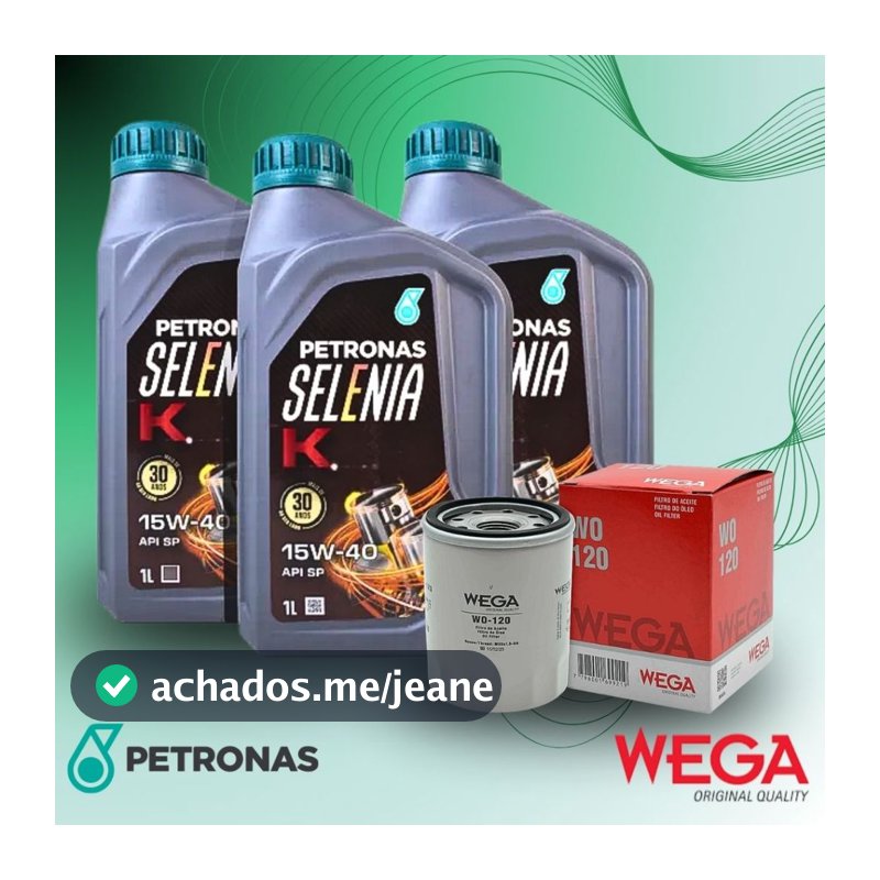 KIT TROCA DE ÓLEO 3L SEMISSINTÉTICO SELENIA 15W40 + FILTRO DE ÓLEO WEGA WO120 - LINHA FIAT