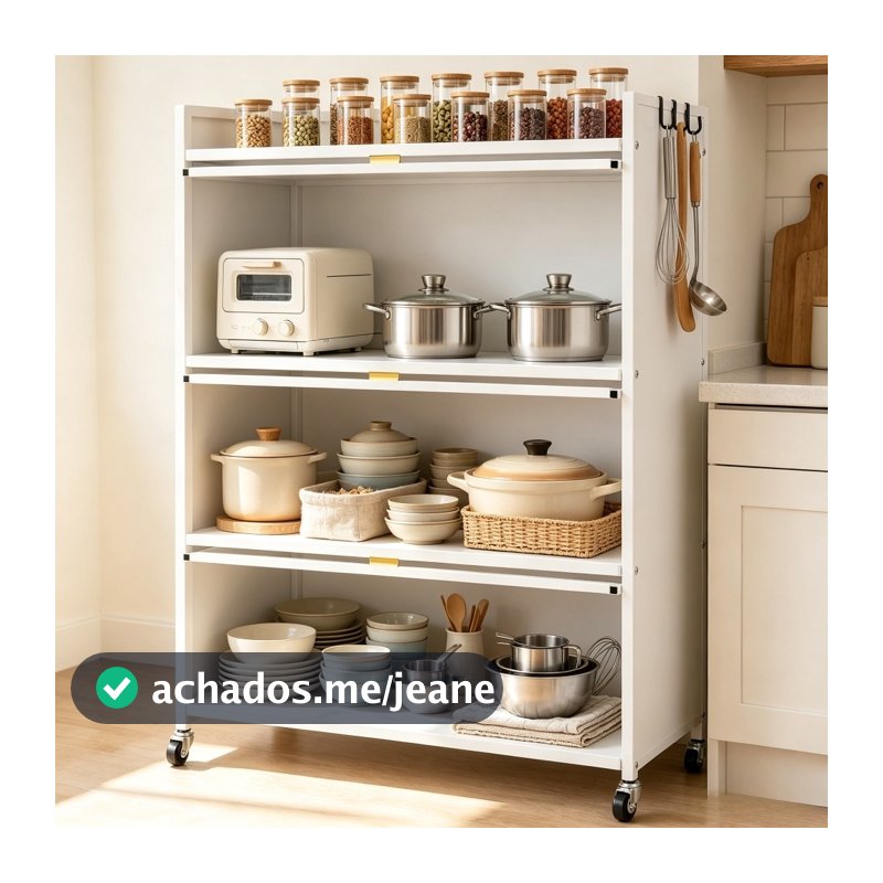 Armário de cozinha à prova de poeira com prateleiras multifuncionais em aço carbono Multicamadas Branco