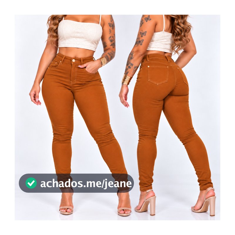Calca Jeans Feminina Skinny Cintura Alta Lycra Elastica Modeladora Levanta Bumbum Moda Atual