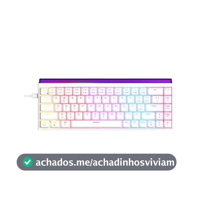 Teclado Mecânico Gamer AJAZZ NK68, RGB, Switch Red, Keycaps PBT, Hotswap, Branco - AJAZZ-NK68-W1-OEM-WH-R