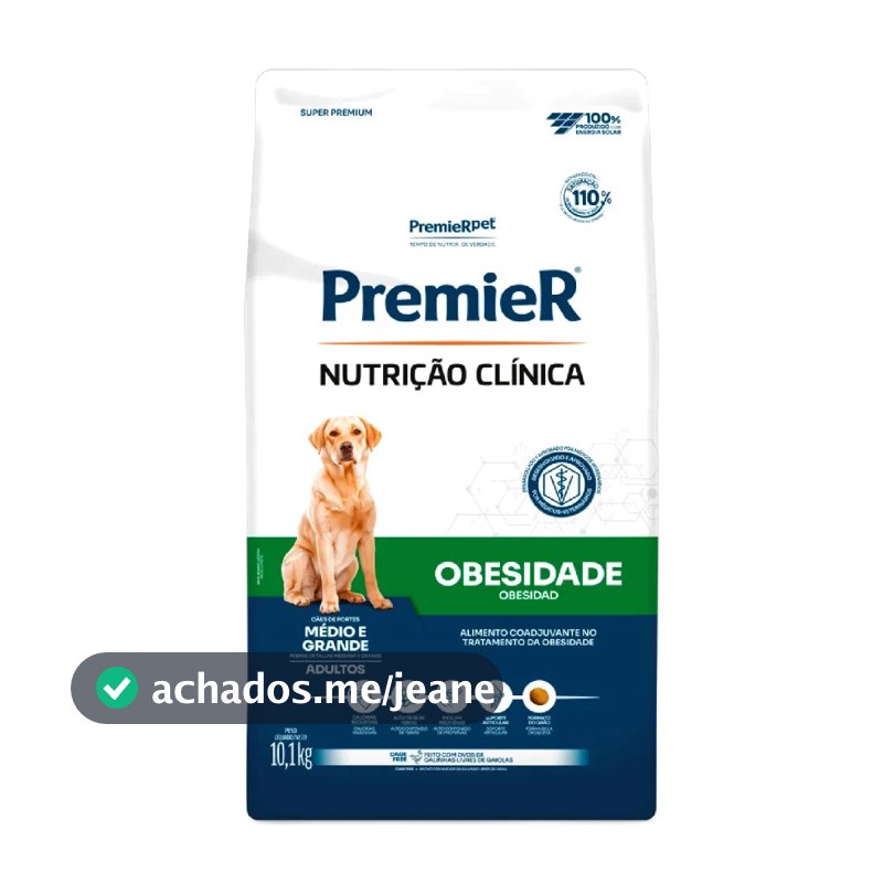 Ração Premier Nutrição Clínica Obesidade Cães Adultos Porte Médio e Grande 10,1kg