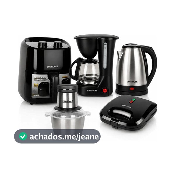Kit Cozinha Completo 5 Em 1 Kit Presente Air Fryer+Cafeteira + Chaleira+Sanduicheira + Processador (110v)