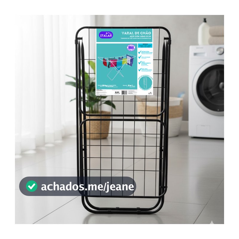Varal de Chão GRANDE Com Abas em Aço Reforçado Branco Ou Preto