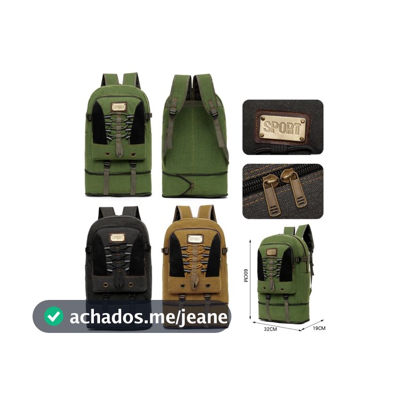 Mochila de lona masculina grande reforçada 50L qualidad resistênte RC-045#