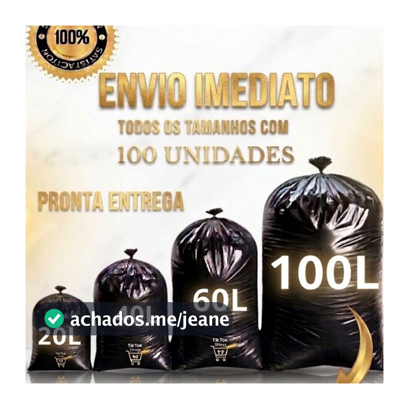 SACO DE LIXO COM 100 UNIDADES VARIOS TAMANHOS 100L / 60L / 40L / 20L