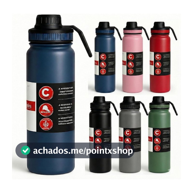 Garrafa Térmica Aço Inoxidável 600ml/800ml/1000ml Quente & Frio Café Água Suco Corrida
