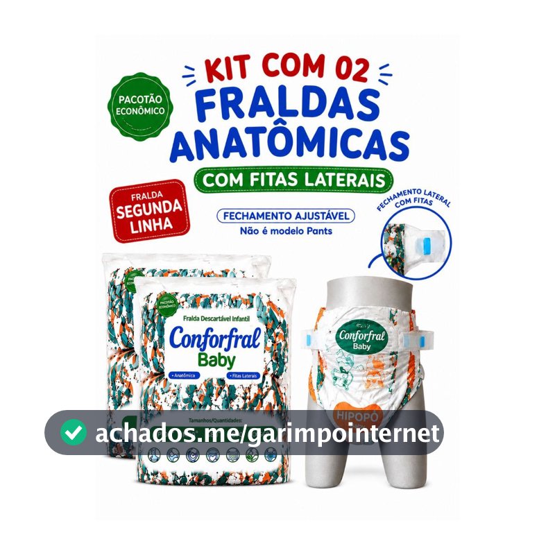 KIT COM 02 PACOTES DE FRALDA INFANTIL CONFORTFRAL BABY ANATÔMICA ECONÔMICA 2° LINHA