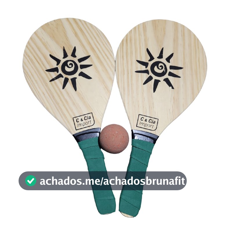Kit Jogo Frescobol Tênis De Praia 2 Raquetes Madeira + Bola