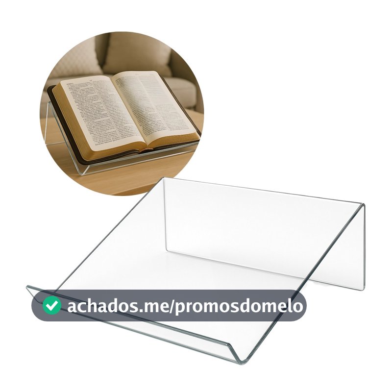 Suporte Porta Livro Biblia Leitura Aparador Estudo Decoração Acrílico Cristal Transparente Vidro