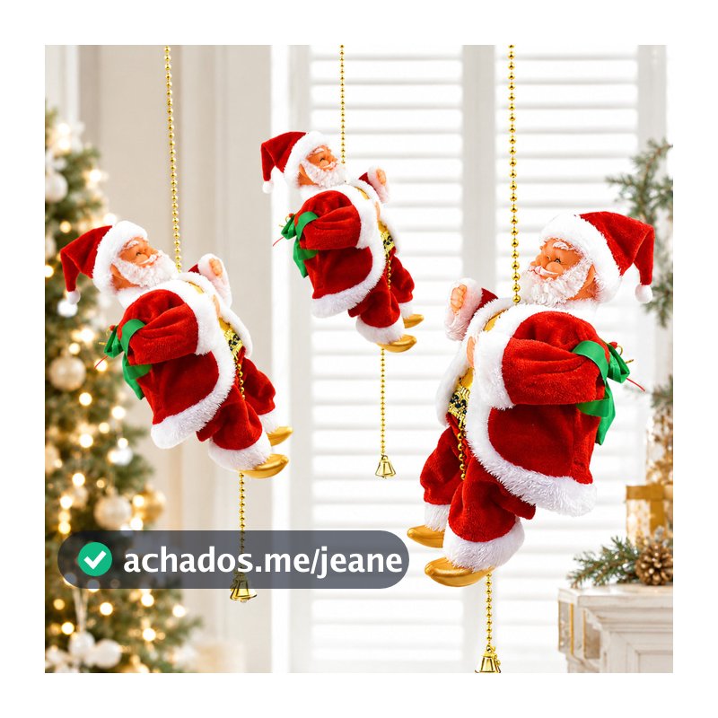 Boneco Papai Noel elétrico Na Corda Sobe E Desce Musical Natalino