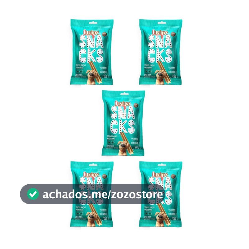 Kit 5 Petisco Quatree Snacks Cães Sticks 60 Gr