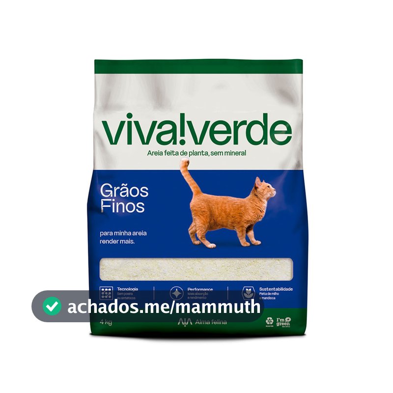 Areia Higiênica Viva Verde para Gatos Grãos Finos 4kg