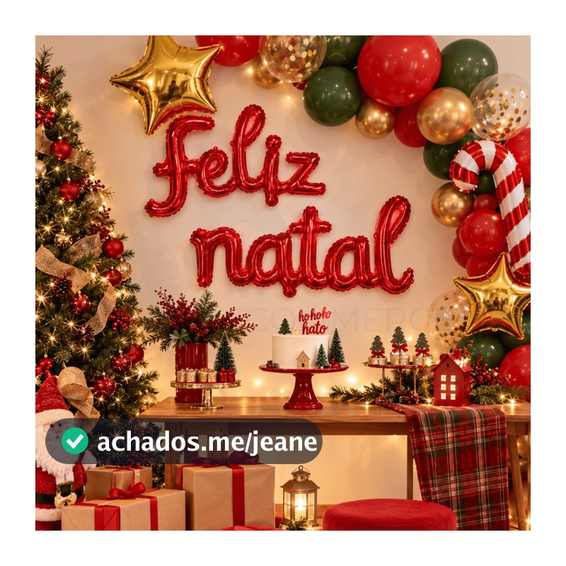 Kit Balão Feliz Natal Vermelho 2 Peças 1,40m Letras Infláveis Decoração de Natal Festa Natalina