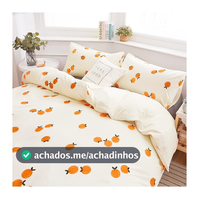 Edredom Casal de Laranja Fruta - edredom de Fruta fofo - edredom solteiro Frutinha - edredom Queen Laranja