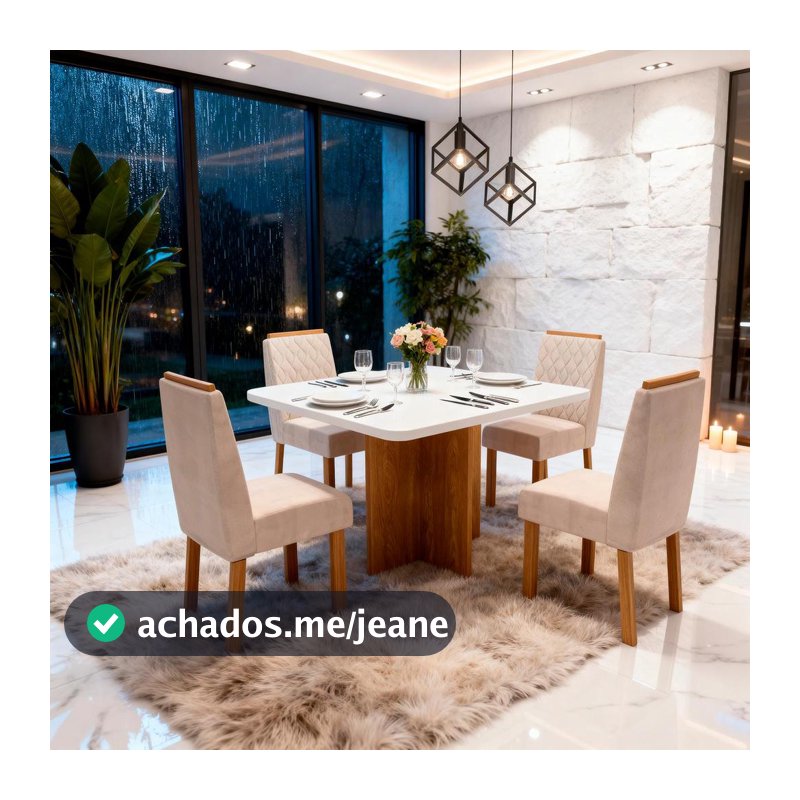 Sala de Jantar 90x90 Agile 4 Cadeiras Bom Pastor