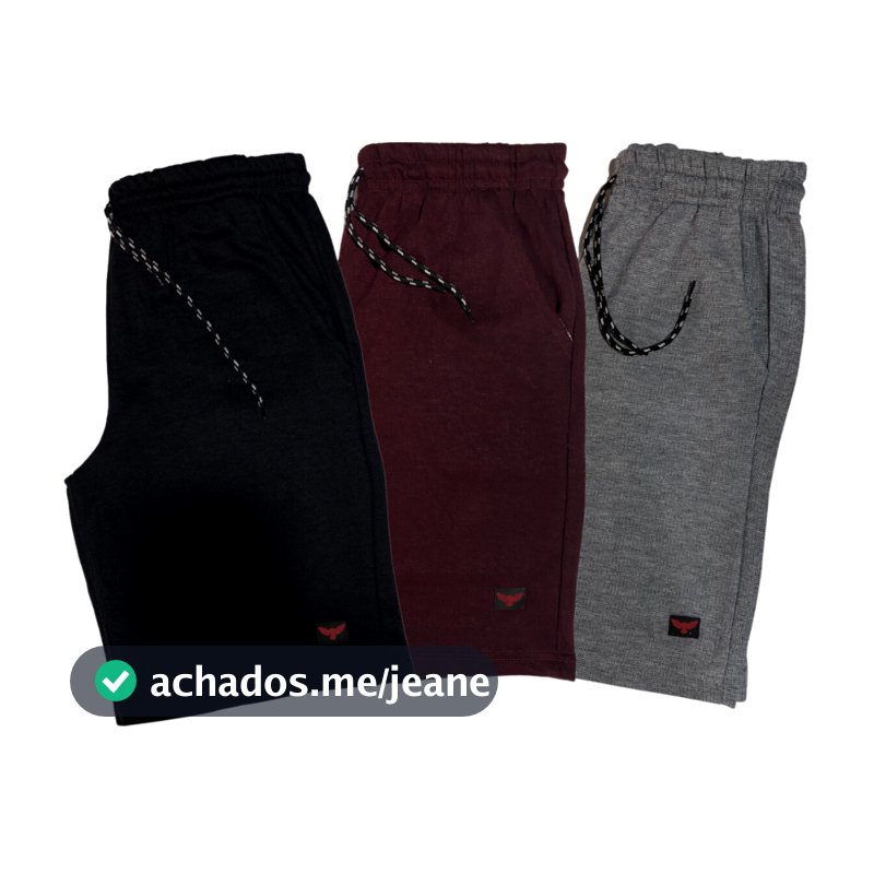 Kit 3 Bermudas Moletom Masculina Lisa Sortidas Desenho Academia Treino