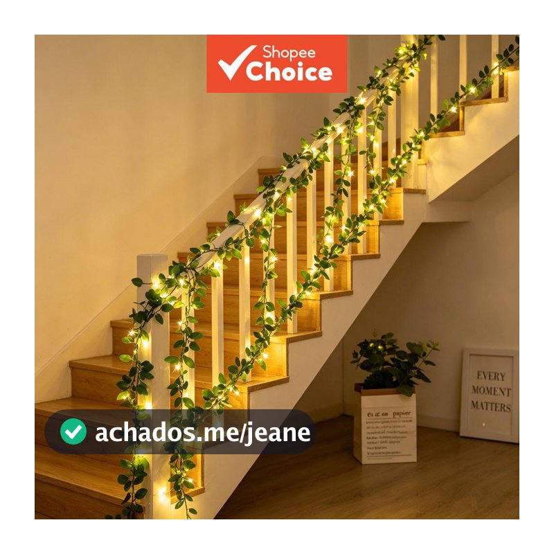 Decorações de Natal com festões e luzes LED de fio de cobre em formato de pequenas folhas para casa, Ano Novo,