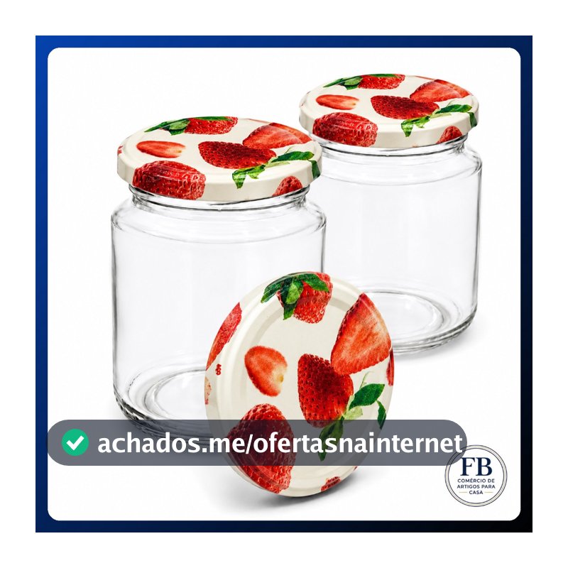 Kit 6/12/24 Potes de Vidros Belem 240ml com Tampas Metálicas Para Geleias Doces  Conservas