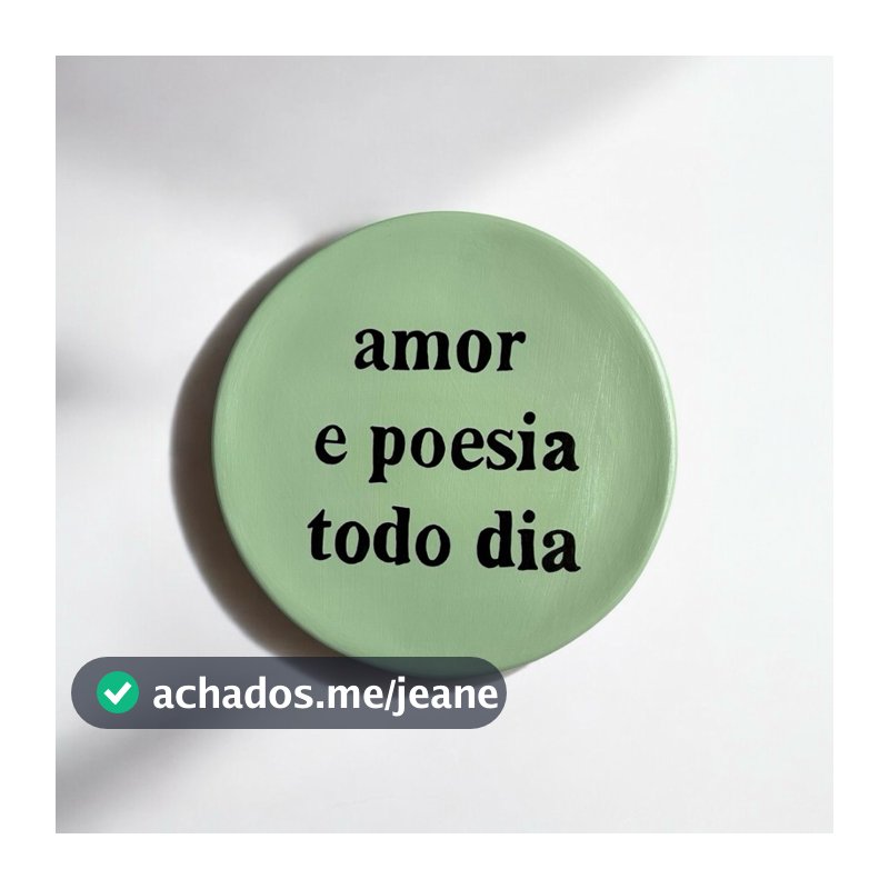 Prato Decorativo Amor e Poesia Verde com Suporte para Parede