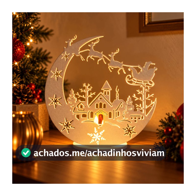 Decoração de Natal Papai Noel no Trenó com LED Enfeite Natalino para Mesa Minimalista