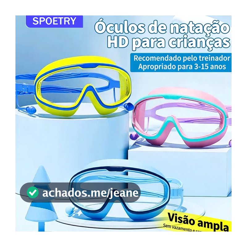 BR- Óculos De Natação Para Crianças Antiembaçante Óculos Natação Infantil Com Protetor Auricular HD Óculos Natação