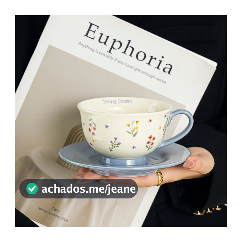 Xícara de café pintada à mão de alto valor, cor Underglaze, pires, cerâmica doméstica, chá da tarde, latte, copo pequeno