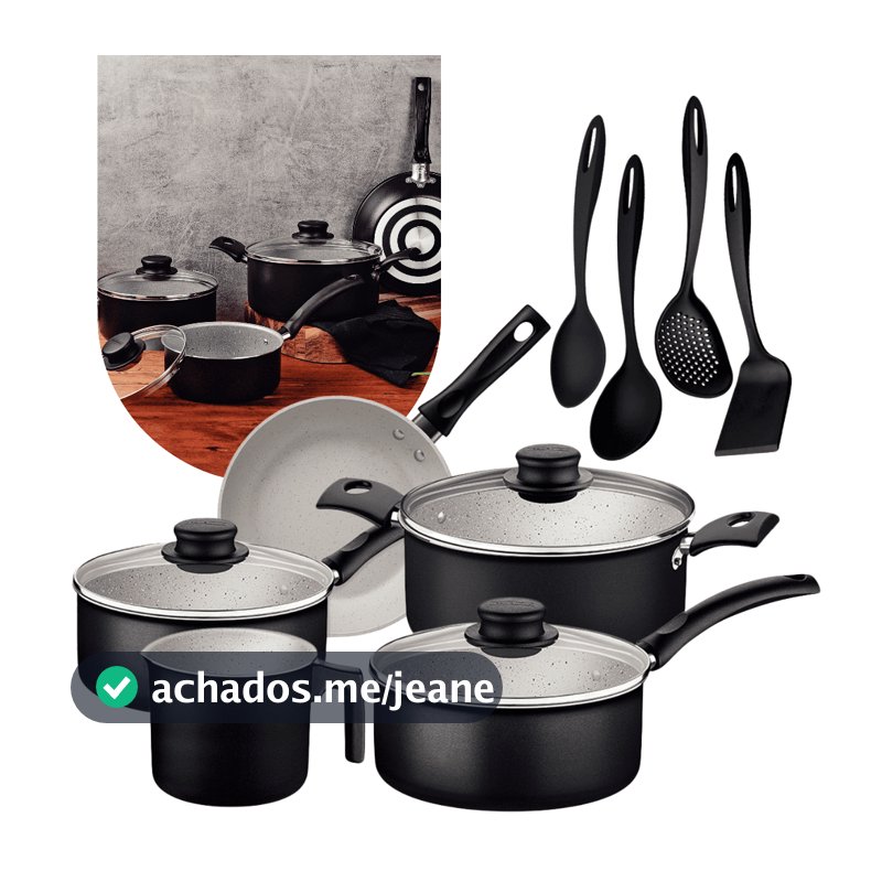 Jogo de Panelas Tramontina 9 Peças Turim Antiaderente Starflon Max  Preto