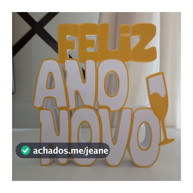 Enfeite 3D Feliz Ano Novo – Decoração Mesa, Festa, Letras Decorativas