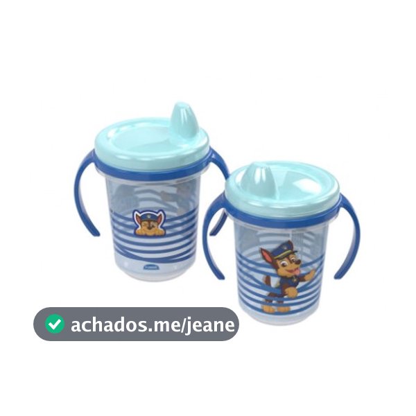 Copo Caneca Trio Patrulha Canina  Transição Com Alça E Bico Plástico 330ml