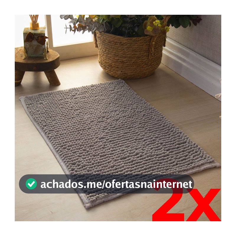 Kit 2 Tapetes De Banheiro Bolinha Popcorn Antiderrapante Chenille Macio Lavável