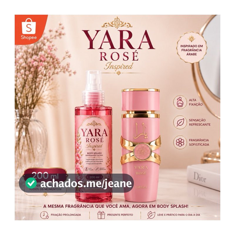 Body Splash Yara Rosé 200ml Perfume Feminino Doce Sofisticado Longa Duração