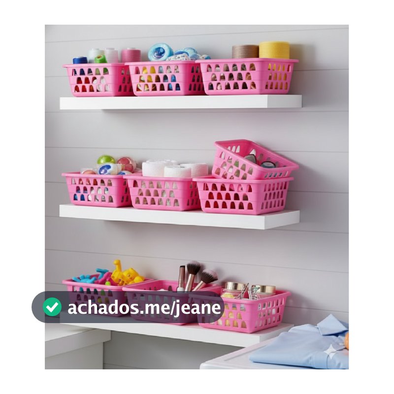 Kit 10 Cestinhos Organizador Multiuso Cesto Gaveta Rosa