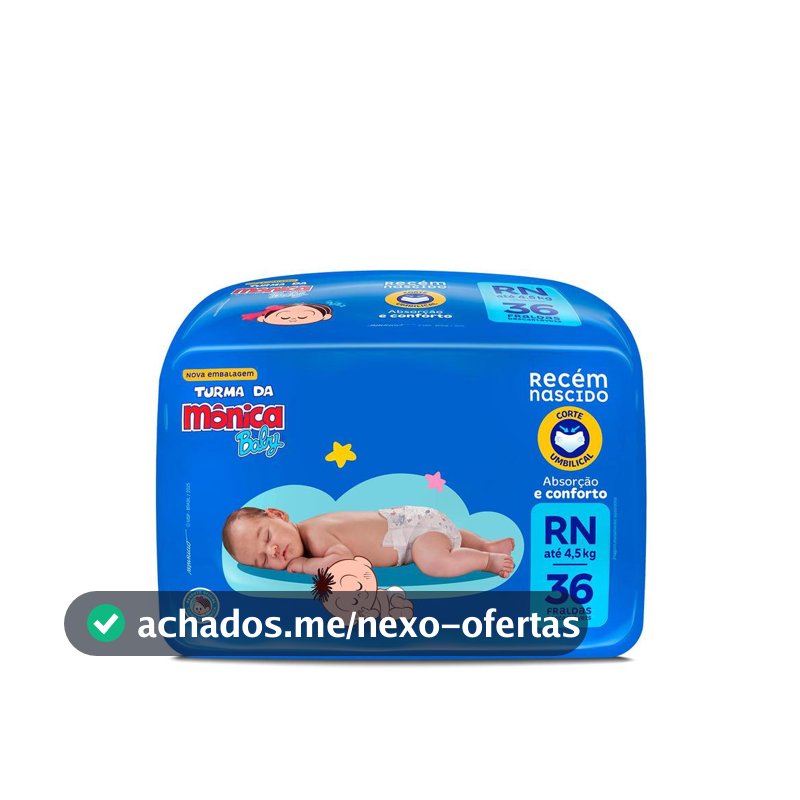Fralda Turma da Mônica Baby Jumbo RN com 36un