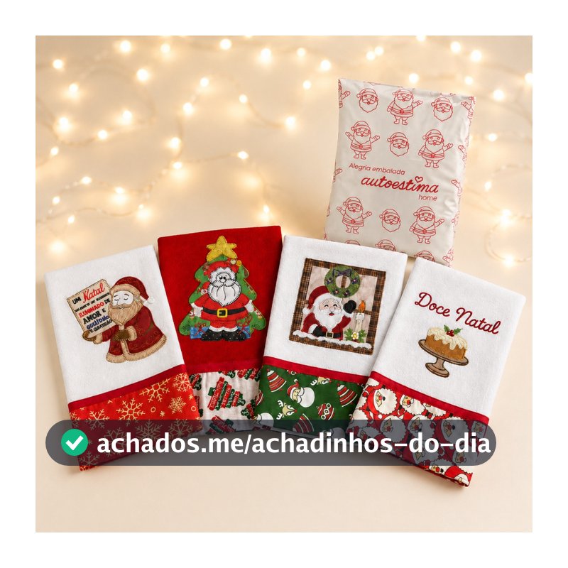 Kit 4 Panos De Prato / Copa  Natal Bordado - 100% Algodão Sacaria Pé de Galinha