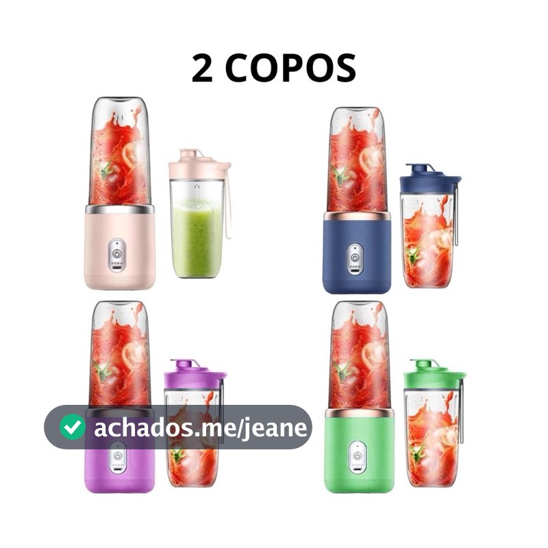 400ML 2copos Espremedor Elétrico Mini Liquidificador Portátil 6 Lâminas De Suco De Alimentos Misturador novo geracao