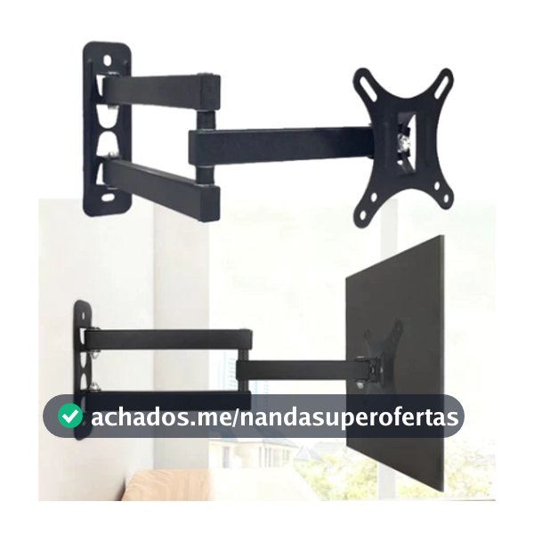 Suporte Tv Tri Articulado Lcd Led Plasma 10 A 26 e 32 A 55 Pol Para Parede VESA 75x75mm/100x100mm