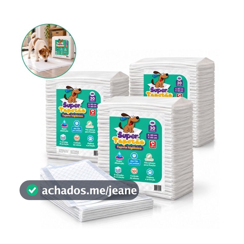 Tapete Higiênico Para Cachorro Super Tapetão 80x60cm Kit 90 Unidades Super Absorvente.