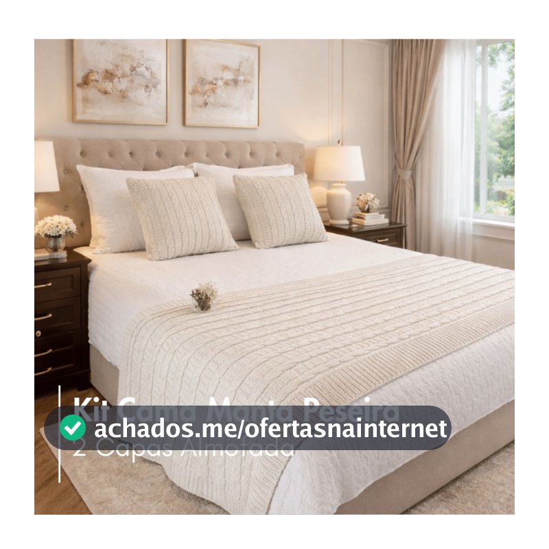 Kit Cama Manta Peseira de Tricot Californian Style Luxo 3D + 2 Capas de Almofada Para Cama e Sofá – Casal, Queen e King