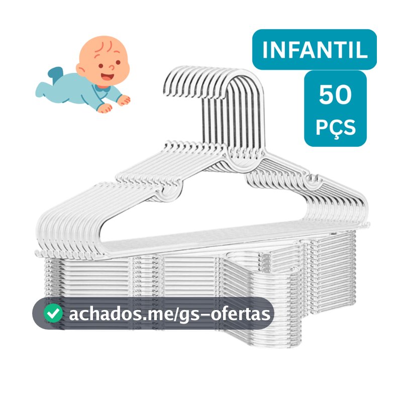 Cabide Infantil Acrílico Cabides Transparente Reforçado Organizar Roupas Acrílico