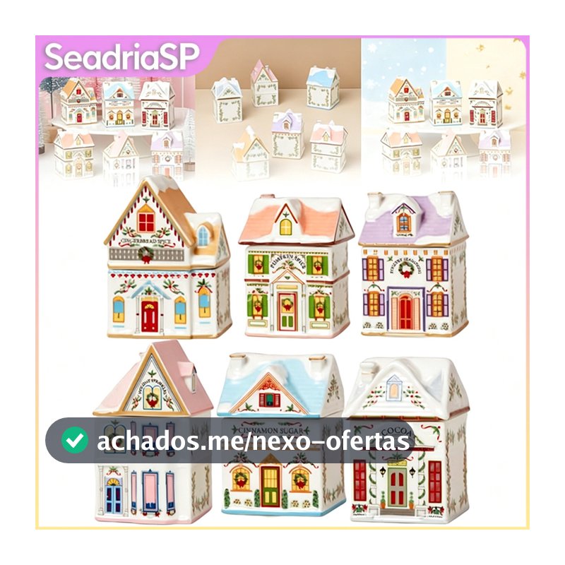 Conjunto Natalino Village Casa De Temperos 6 Peças Mini