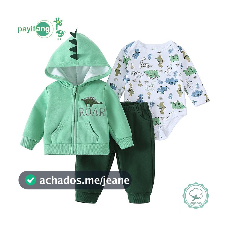 Kit 3 Peças Bebê Confortável para Uso Doméstico, Passeios e Dias de Clima Ameno TM-3095