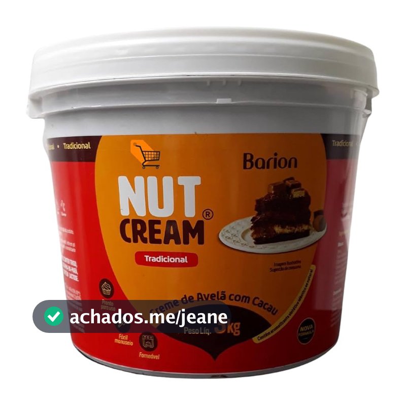 NutCream Barion 3Kg ORIGINAL Creme Avela Com Cacau Nut Cream Barion Tipo  -ENVIO IMEDIATO - NFe